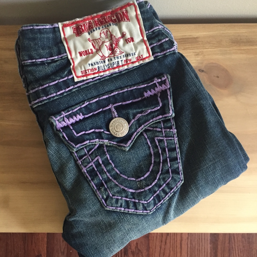 True Religion Billy Super T Purple Stitch